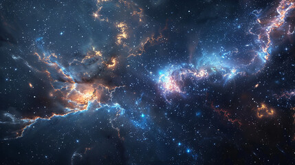 Nebulae and galaxies in deep space, located many light years away from Earth, depicting the vastness and beauty of the cosmos.