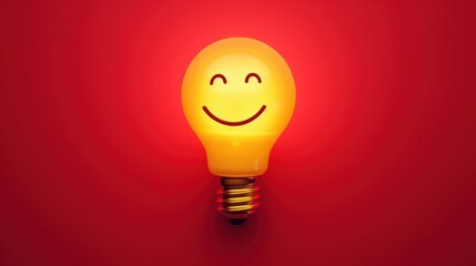 Canvas Print - A light bulb with a smiley face on it