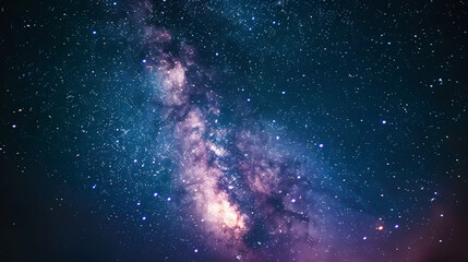 Wall Mural - vertical background featuring a night starry sky and bright purple-blue galaxy, designed for vertica