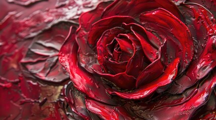 Canvas Print - Red rose decoration up close