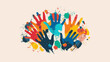 © ThePixLab - International youth day august 12 national world; Colorful hands with International Youth Day text; August 12,. minimalistic vector. Illustrations