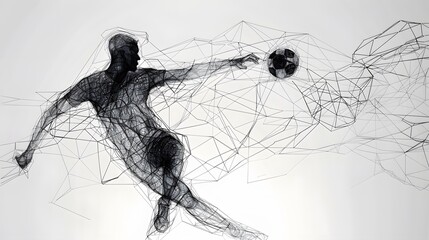 silhouette Abstract silhouette of a wireframe handball player from particles on the background. Convenient organization of eps file. Vector illustartion. Thanks for watching . 