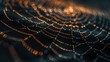 © Bettina - Spider web with suspended dew drops in golden tones covers the entire surface, macro photography on black background. Elegant design