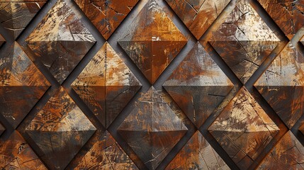 Canvas Print - A bold geometric Aztec pattern 3D wall texture in earth tones