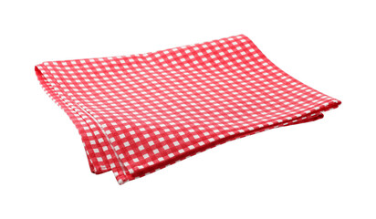 Wall Mural - Red checkered picnic tablecloth isolated on white