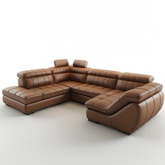 15. **A modern leather sectional sofa with deep seats and adjustable headrests, depicted on a white background.**