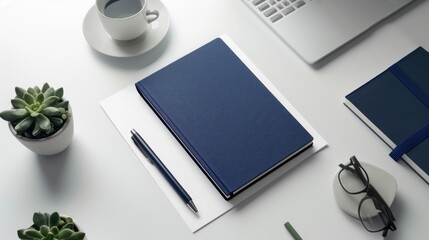 Sticker - Notebook mockup in marine blue on white background