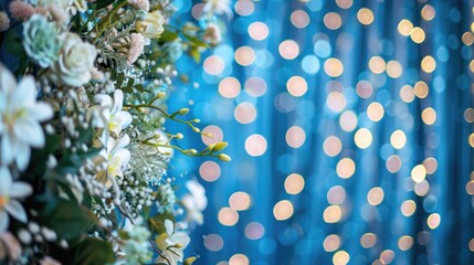 Wall Mural - 2020 s trendy classic blue color backdrop with blurred floral arrangements