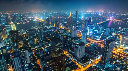Smart network and Connection technology concept with Bangkok city. 