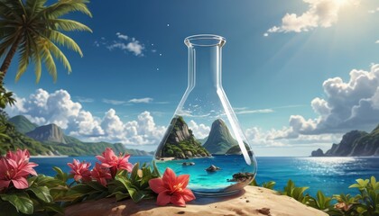 tropical island in a flask.