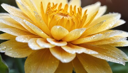 Canvas Print - Yellow Flower Petals with Dew Drops.