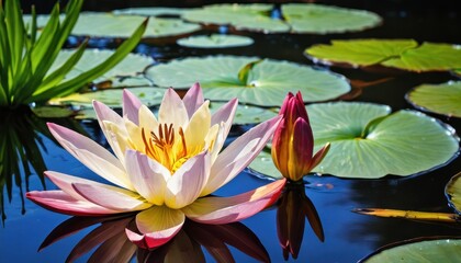 Sticker - Water Lily Flower in Bloom.