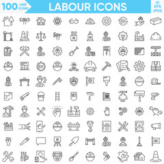 Labor line icons vector and Illustrator set