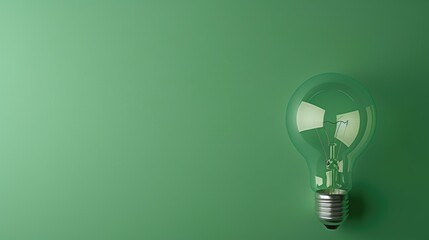 Wall Mural - Minimal concept of green background with light bulb and empty space