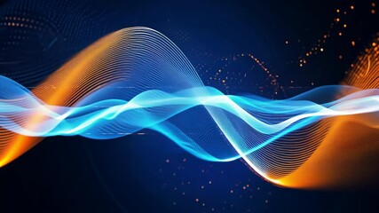 Wall Mural - abstract digital art featuring colorful wave patterns in blue and orange hues against a dark backgro
