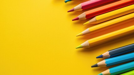 Canvas Print - Vibrant pencils on yellow backdrop symbolizing back to school theme and sales