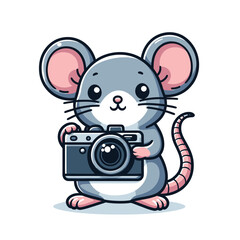 Canvas Print - A mouse with a camera Adobe Illustrator Artwork