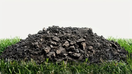 Ash heap on grass with copy space