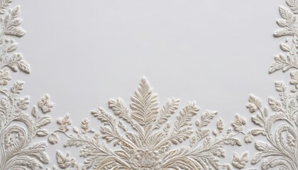 Wall Mural - White Floral Molding Background.