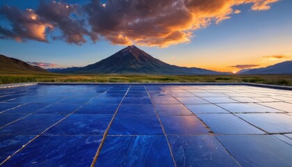 Sticker - Sunset Mountain View with Tiled Floor.