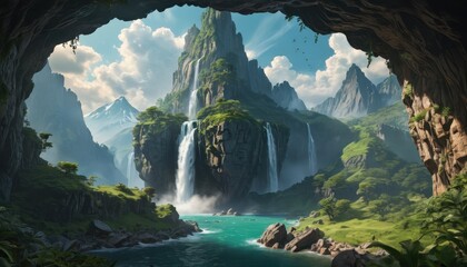 Canvas Print - Hidden Waterfall Oasis.