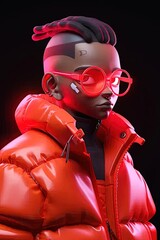 Poster - a man wearing red glasses and a red jacket