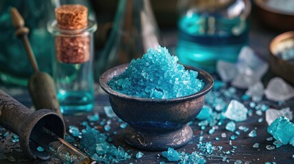 Wall Mural - chemical ingredients for cosmetic products copper ii sulfate microcrystalline wax alcohol