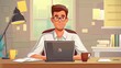 © Harjo - Business man at the desktop with a laptop. Freelancer or office worker. very good illustrations