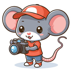 Sticker - A mouse with a camera Adobe Illustrator Artwork