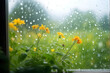 © Linggakun - Spring background with rain drops on the window. Natural texture concept
