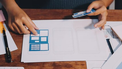 ux designer creative Graphic planning application development for web mobile phone or computer. User experience concept.