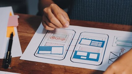ux designer creative Graphic planning application development for web mobile phone or computer. User experience concept.