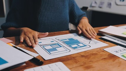 ux designer creative Graphic planning application development for web mobile phone or computer. User experience concept.