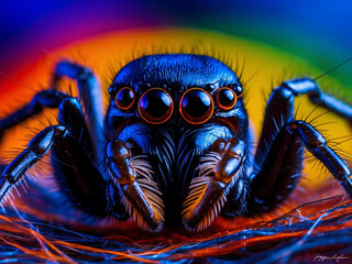 exquisite macro photography close-up of the intricate eyes of a spider