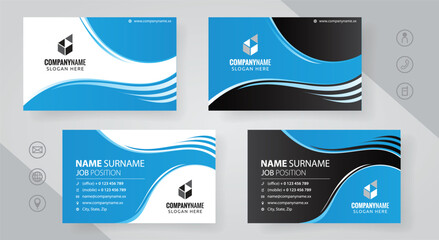 Wall Mural - Set of blue Modern Corporate Business Card Design Templates, vector eps 10