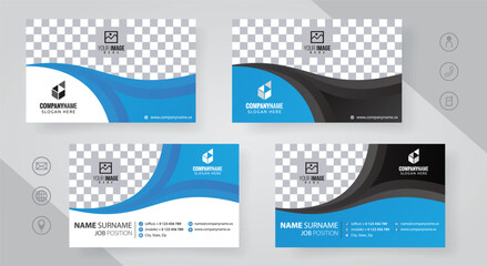 Wall Mural - Set of blue Modern Corporate Business Card Design Templates, vector eps 10