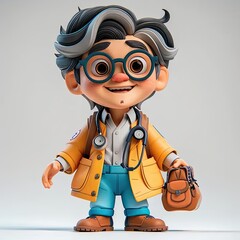 Poster - a cartoon character with glasses holding a purse