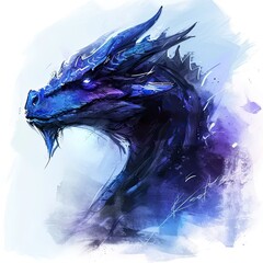 Wall Mural - a painting of a blue dragon on a white background