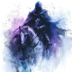 Canvas Print - a painting of a knight on a horse