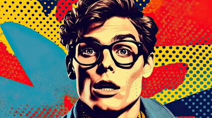 Wall Mural - a painting of a man with glasses on his face