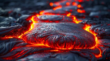 Wall Mural - Lava flowing down a mountain.