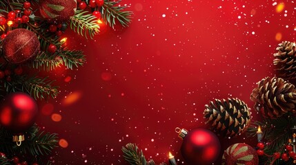 Sticker - Christmas background with festive decorations and space for text