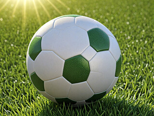 soccer ball on green grass during a game.