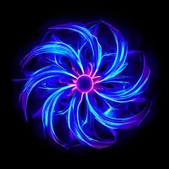 Wall Mural - abstract-metaverse-futuristic-radial-technology-neon-blue-purple-space-swirl-lines-flower-blue-glow