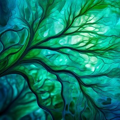 Sticker - aqua-and-green-psychedelic-fractal-background-like-floral-petal---stock-photoaqua-and-green-