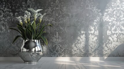 Wall Mural - silver pattern wallpaper