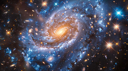 Wall Mural - spiral galaxy with blue and orange tones