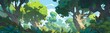 © yanlong - Cartoon Art in Nature's Embrace: A Whimsical Illustration of the Great Outdoors in a Playful Style