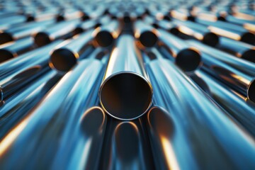 Wall Mural - A close up of a series of pipes with a metallic sheen