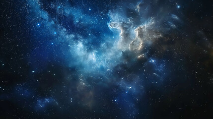Stars against the backdrop of a night sky filled with the Milky Way, galaxies, and universes on a dark blue background.